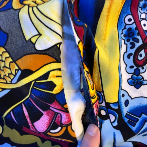 Wingo Samurai Art Print Shirt Mens XL Camp Collar Vintage - Picture 7 of 9